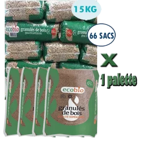 Granulés de Bois ECOBIO - Palette de 66 Sacs de 15 Kg